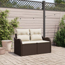 2-Zitter Tuinbank Met Opslag & Kussens Bruin Poly Rattan