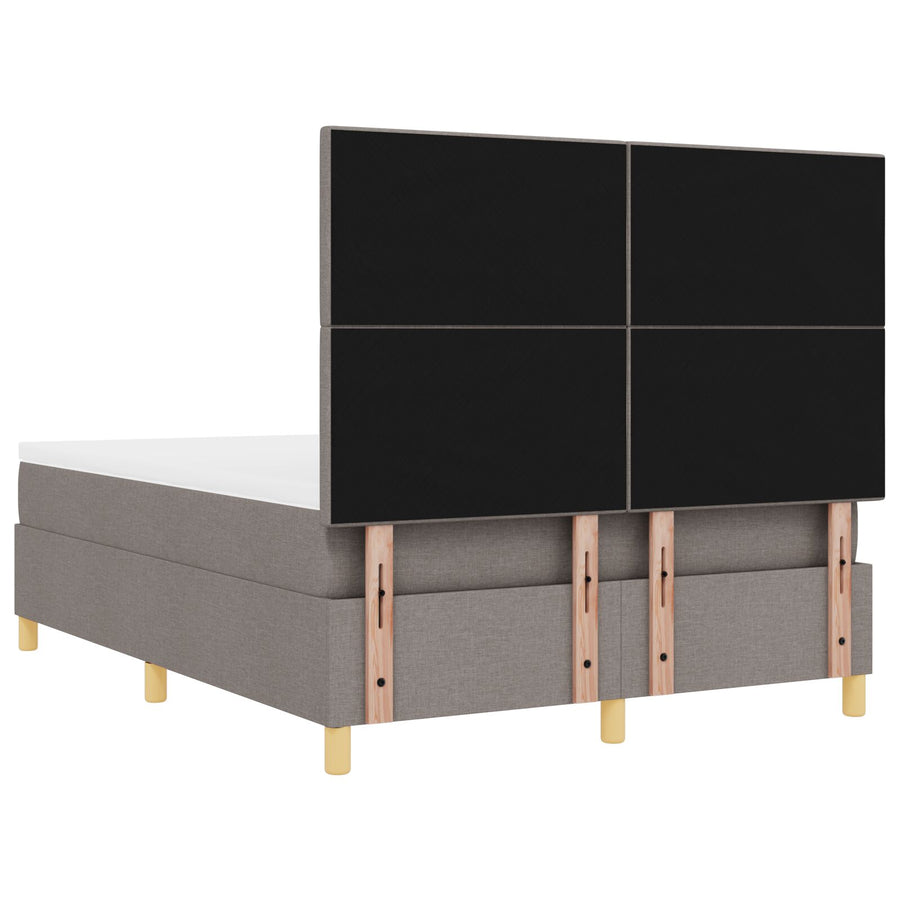 Boxspring Bed Met Matras Taupe 140X190 Cm Stof Blauw
