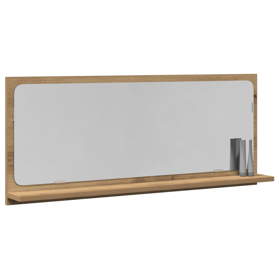 Badkamerspiegel Ambachtelijk Eikenhout 90X10,5X37 Cm Behandeld Hout