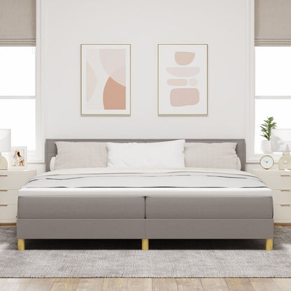 Boxspring Bed Met Matras Stof Taupe 200 x 200 cm Lijnen ontwerp