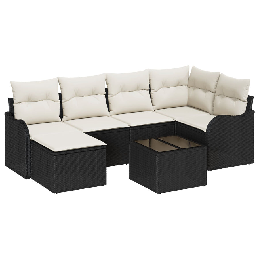 6-Delige Tuin Sofa Set met Kussens Bruin Poly Rattan, vidaXL 2-Zits Tuin Sofa met Kussens Zwart Poly Rattan