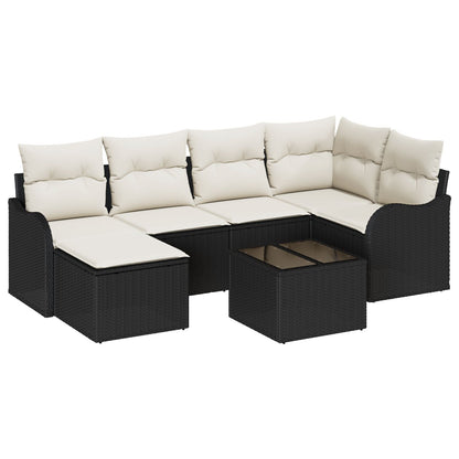 6-Delige Tuin Sofa Set met Kussens Bruin Poly Rattan, vidaXL 2-Zits Tuin Sofa met Kussens Zwart Poly Rattan