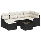 Garden Sofa Set with Cushions 7 pcs Black Poly Rattan