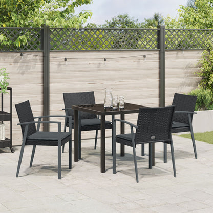 Set Van 3 Zwart Poly Rattan, Staal Standaardmaat Ergonomisch