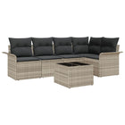 Garden Sofa Set with cushions 6 pcs Grey poly rattan