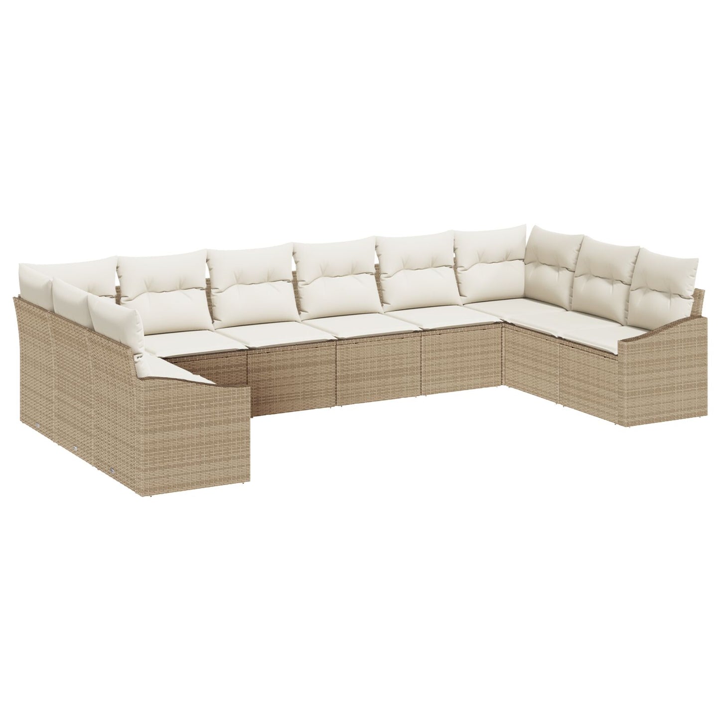 Tuin Sofa Set Set Van 10 Beige Rattan, Polyester Tuin Loveseat