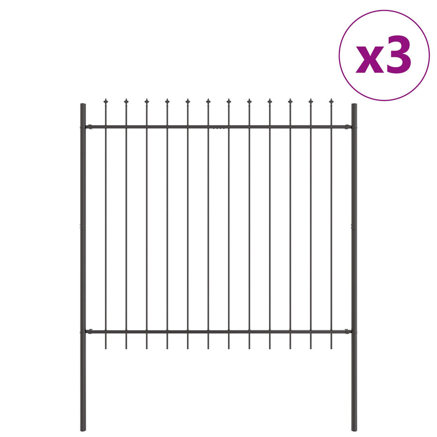 Tuinhek Met Spitse Top 5,1X1,5 M Staal Grijs 1.5 m 5.1 m