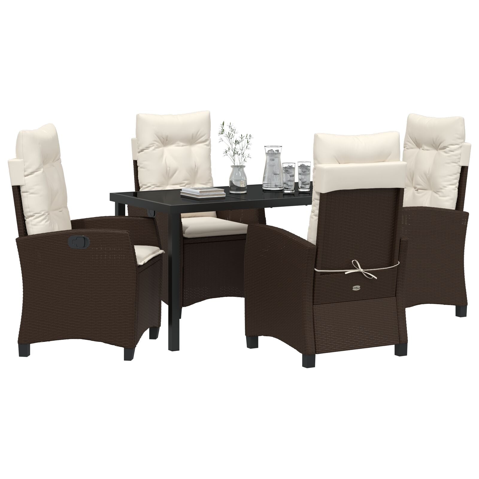 5-Delige Tuin Eetset Met Kussens Bruin Poly Rattan