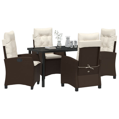 5-Delige Tuin Eetset Met Kussens Bruin Poly Rattan