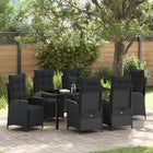Tuinstoelenset 7-delig polyrattan zwart