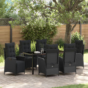 Tuinstoelenset 7-delig polyrattan zwart