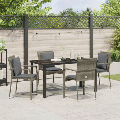 5-Delig Tuindining Set Met Kussens Grijs Poly Rattan