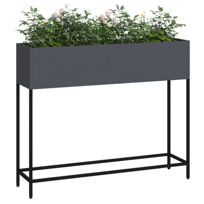 Verhoogde Tuinbak Staal Anthraciet 100 x 26 x 82 cm