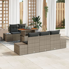6-Delige Tuindining Set Met Kussens Grijs Poly Rattan Acacia
