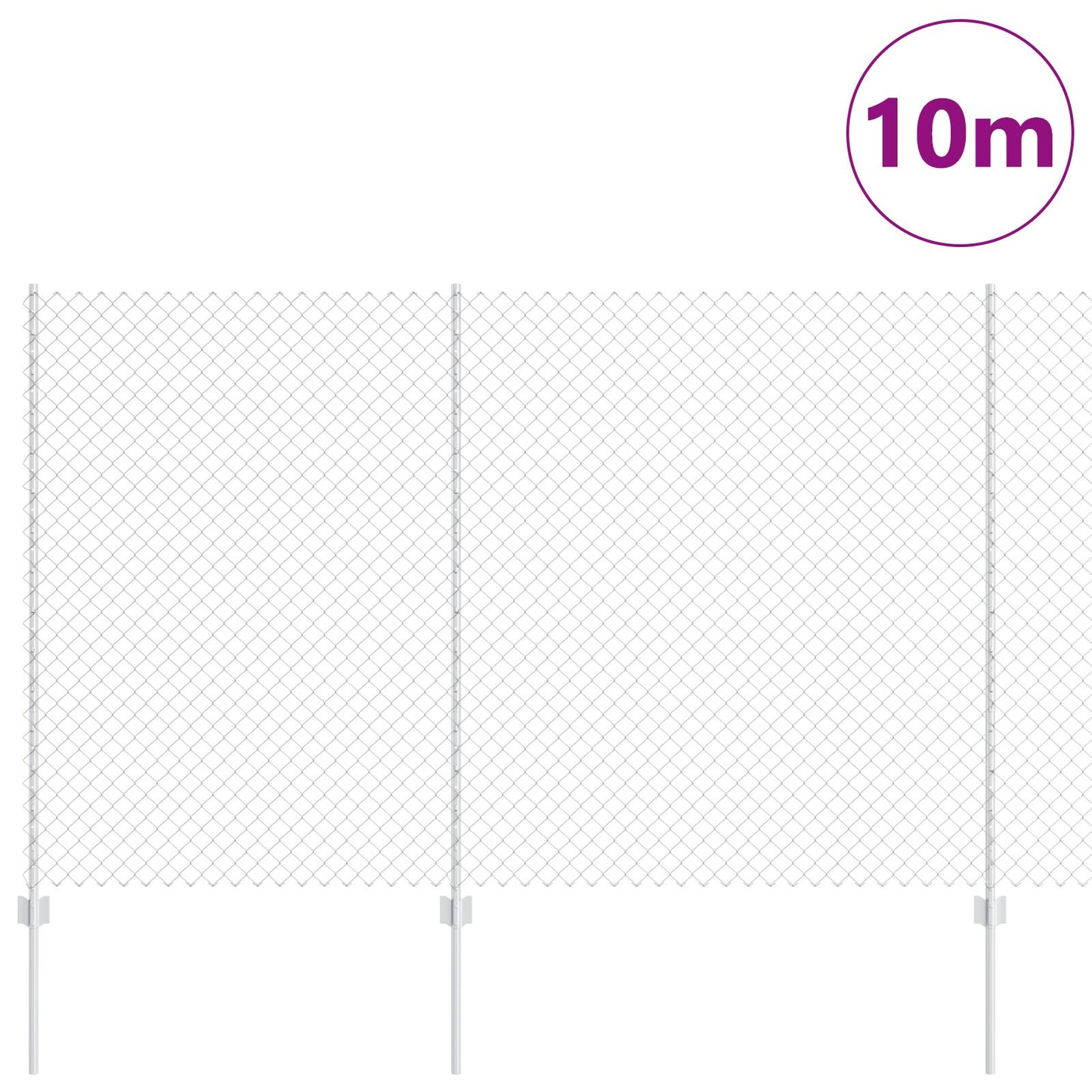 Chain Link Fence Met 20 U Posts Zilver 1,5X10 M Staal