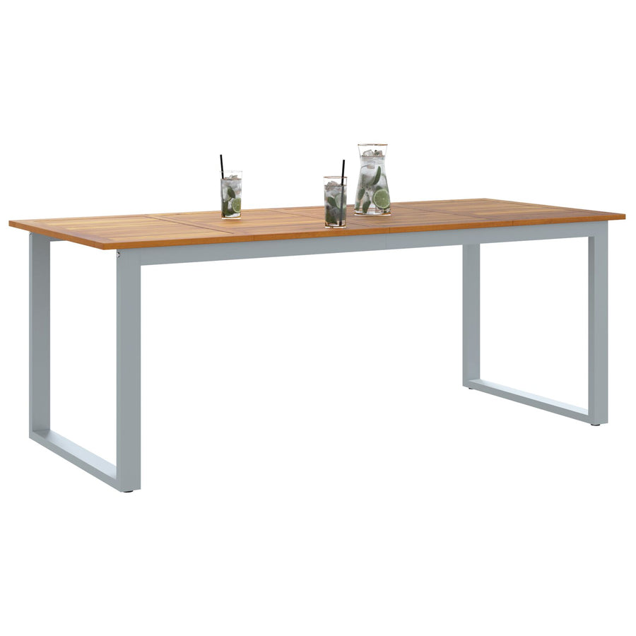 Tuin Eettafel Staal En Massief Acaciahout 200 x 90 x 75 cm Overhangend topontwerp