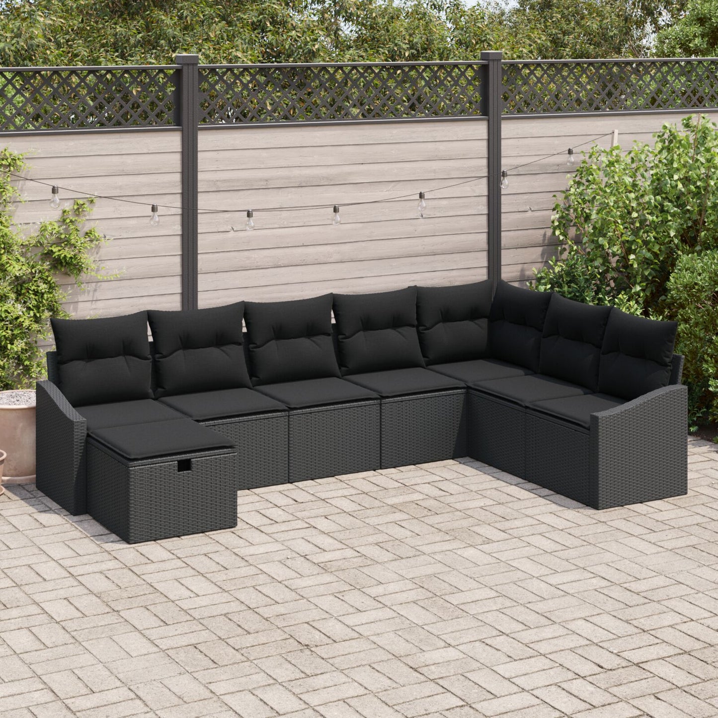 8-Delige Tuin Sofa Set Met Kussens Zwart Poly Rattan Wit