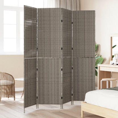 Kamerscherm Opvouwbaar 195X Poly Riet 180 cm Grijs 4 panelen