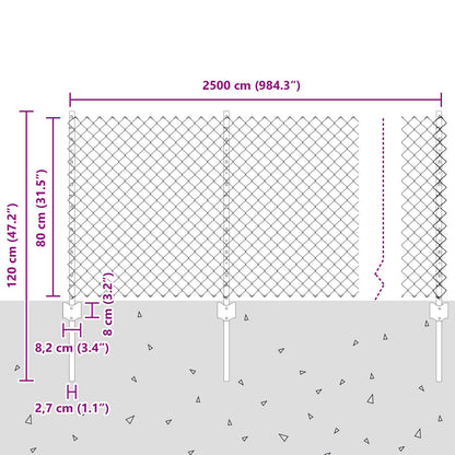 Kettinglink Hek Met 22 U-Palen Zilver 0,8X25 M Staal