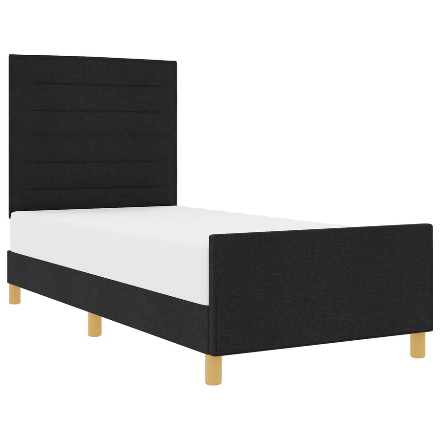 Zwart Stof Bedframe 80X200 Cm Crème