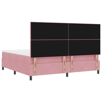 Boxspring Bed Met Matras Roze 200X200 Cm Fluweel Blauw