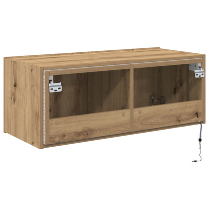 Tv Wandkast Met Led-Verlichting Artisan Eiken 80X35X31 Cm