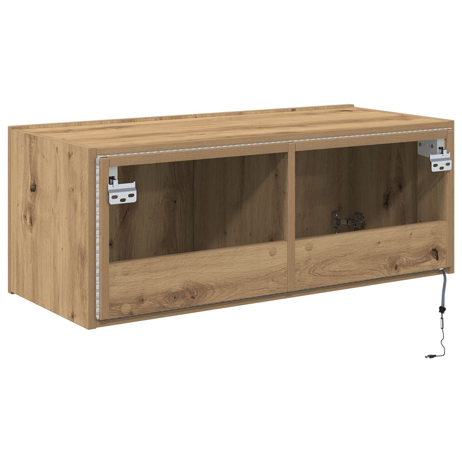 Tv Wandkast Met Led-Verlichting Artisan Eiken 80X35X31 Cm