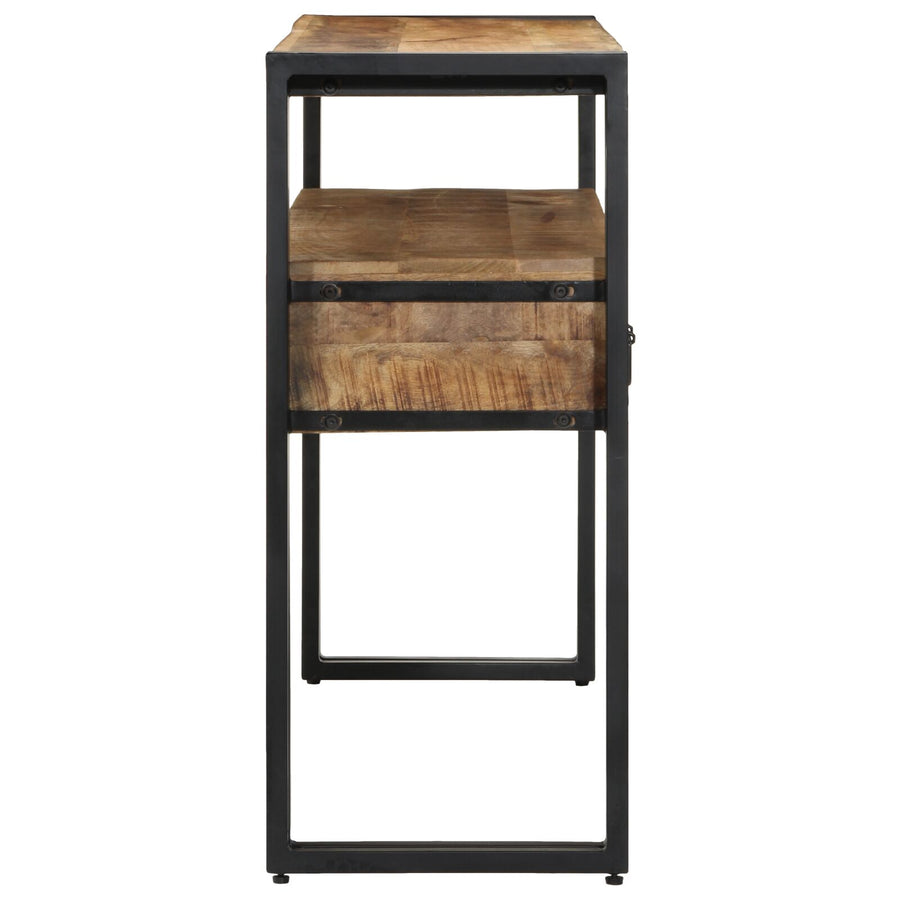 Eettafels Zwart Massief Mango Hout En Metaal 120 x 33 x 75 cm Massief ruw mangohout