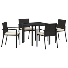 5-Delige Tuin Eetset Zwart Poly Rattan