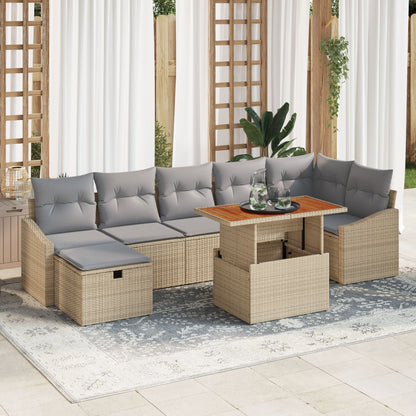 8-Delige Tuin Sofa Set Met Kussens Beige Poly Rattan Wit