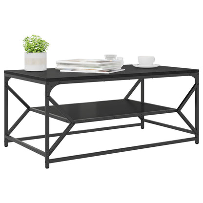 Salontafel Met Plank Geengineerd Hout Zwart eiken 90 x 50 x 40 cm