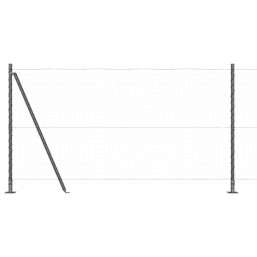 Fence Palen Met Basisplaten 26 Stuks Ø32Mm 68.5Cm Gegalvaniseerd Staal Grijs 130 cm 26x betonnen paal