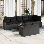 Loungeset poly rattan 9-delig zwart