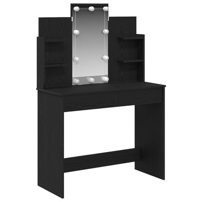 Kaptafel Met Led-Verlichting Zwart Eiken 96X40X142 Cm