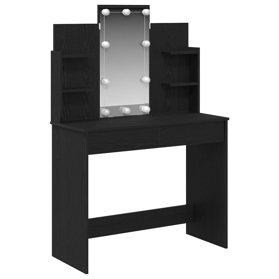 Kaptafel Met Led-Verlichting Zwart Eiken 96X40X142 Cm