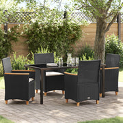 Tuinstoelenset 5-delig zwart polyrattan