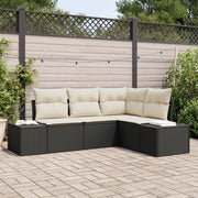 Loungeset 4-delig polyrattan zwart crème