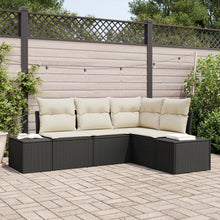 4-Delige Tuin Sofa Set Met Kussens Poly Rattan Zwart en wit zonder tafel