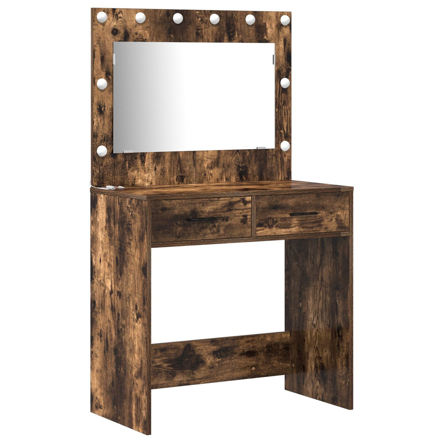 Hoogkast Set Van 3 Gerookt Eiken Stevig Hout Hoogkast
