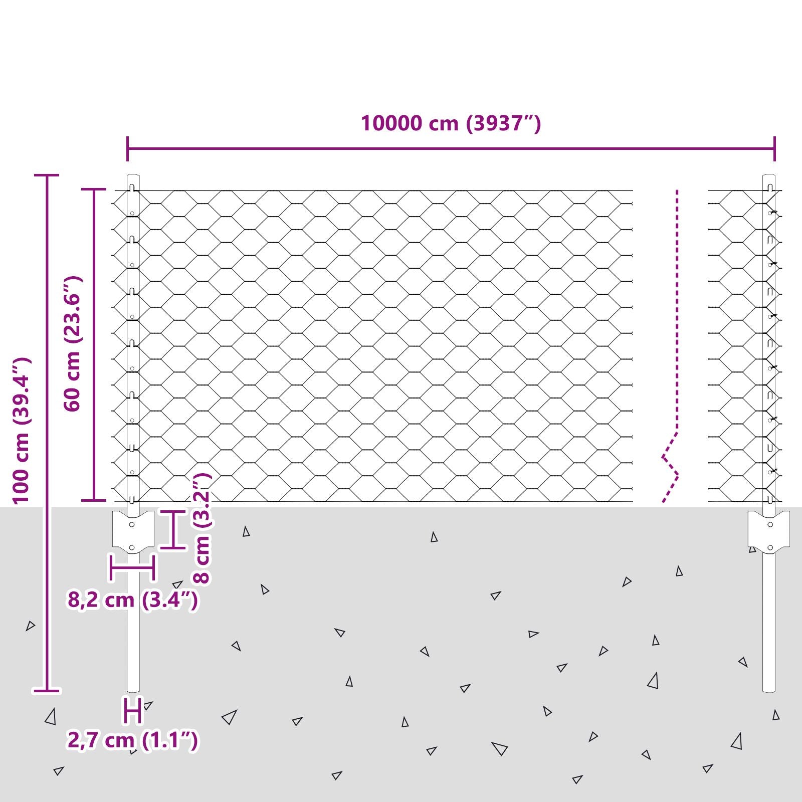 Schuttingpalen 11 Stuks U-Kanaal 60 Cm Gegalvaniseerd Staal,  Zeshoekige Schutting 0.6X100 M Gegalvaniseerd Staal
