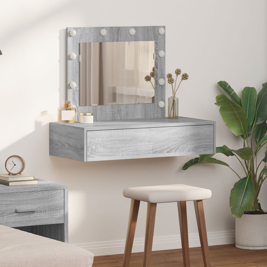 Wandkaptafel -Lampen 83 x 40 x 70 cm Grijze sonoma met LED