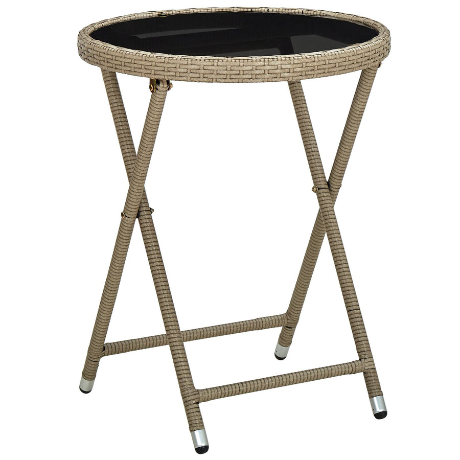 3-Delig Tuin Bistro Set Met Kussens Beige Poly Rattan