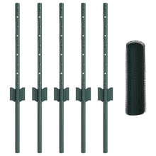 Fence Palen 5 Stuks U-Channel Groen 40 Cm Staal,  Hexagon Fence Groen 0.4X10 M Staal