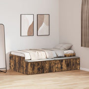 Bedframe 90x190 cm gerookt eiken bewerkt hout