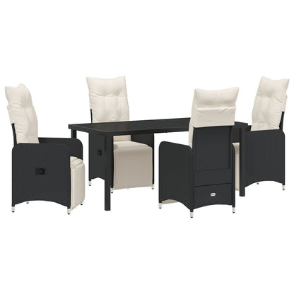 5-Delige Tuin Eetset Met Kussens Zwart Poly Rattan