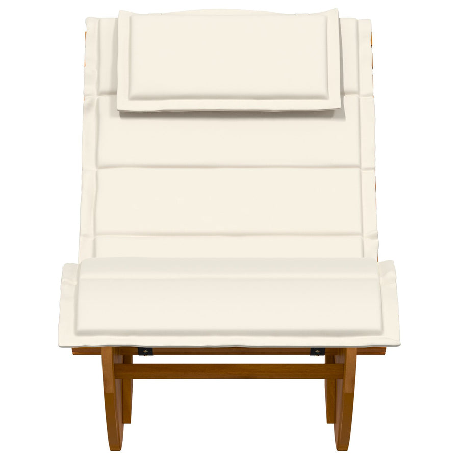 Zonligstoel Set Van 2 Crème, Natuurlijk Hout