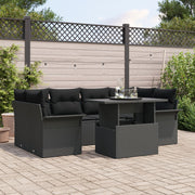 Loungeset 7-delig poly rotan zwart