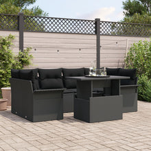 7-Delige Tuin Sofa Set Met Kussens Zwart Poly Rattan