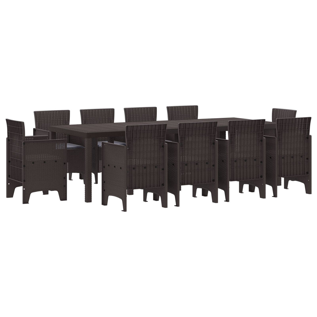 11-Delige Tuin Eetset Met Kussens Bruin Poly Rattan