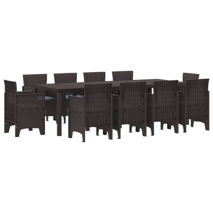 11-Delige Tuin Eetset Met Kussens Bruin Poly Rattan